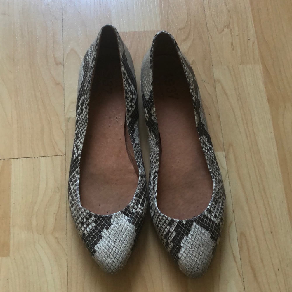 Madewell snakeskin embossed Sidewalk Skimmer flats